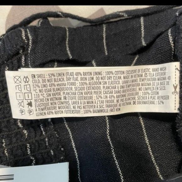 Forever 21 Linen Pinstripe Camisole Top Black White Button Front M - Picture 4 of 5